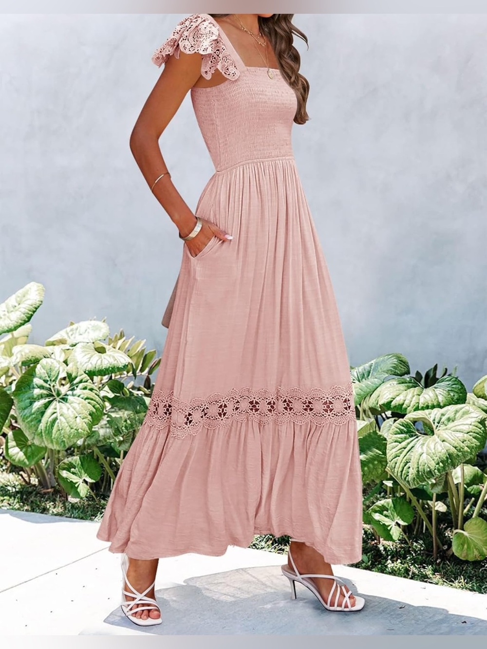 NEW Zesica Pink Maxi Dress Women’s Summer Outfit, size Medium - Picture 3 of 10